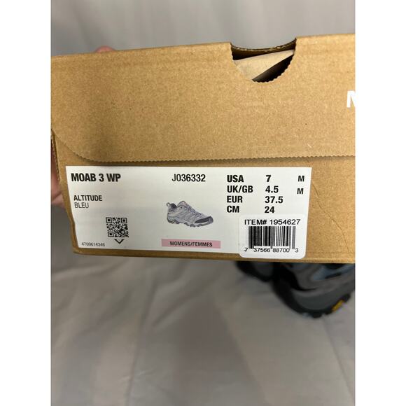 Merrell Women's Low-Cut Moab 3 WP Trail Hiking Shoes J036332 Granite Women's 7 - Picture 8 of 9